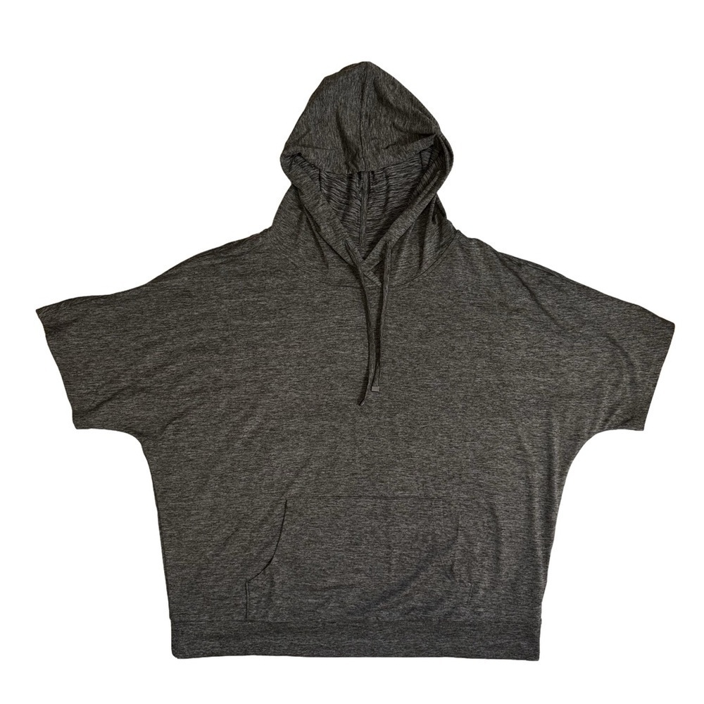 Zuda Gray Short Sleeve Hoodie Size XS Kangaroo Pocket Drawstring Hoodie NWOT